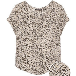 Banana Republic Picot Trim Tan Black White Blouse